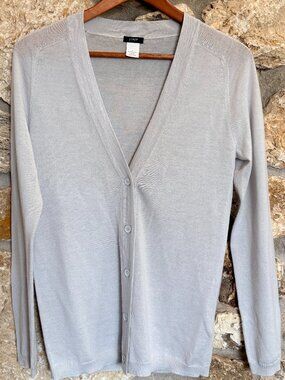 J. Crew Merino Wool Blue Grey Cardigan, sz M